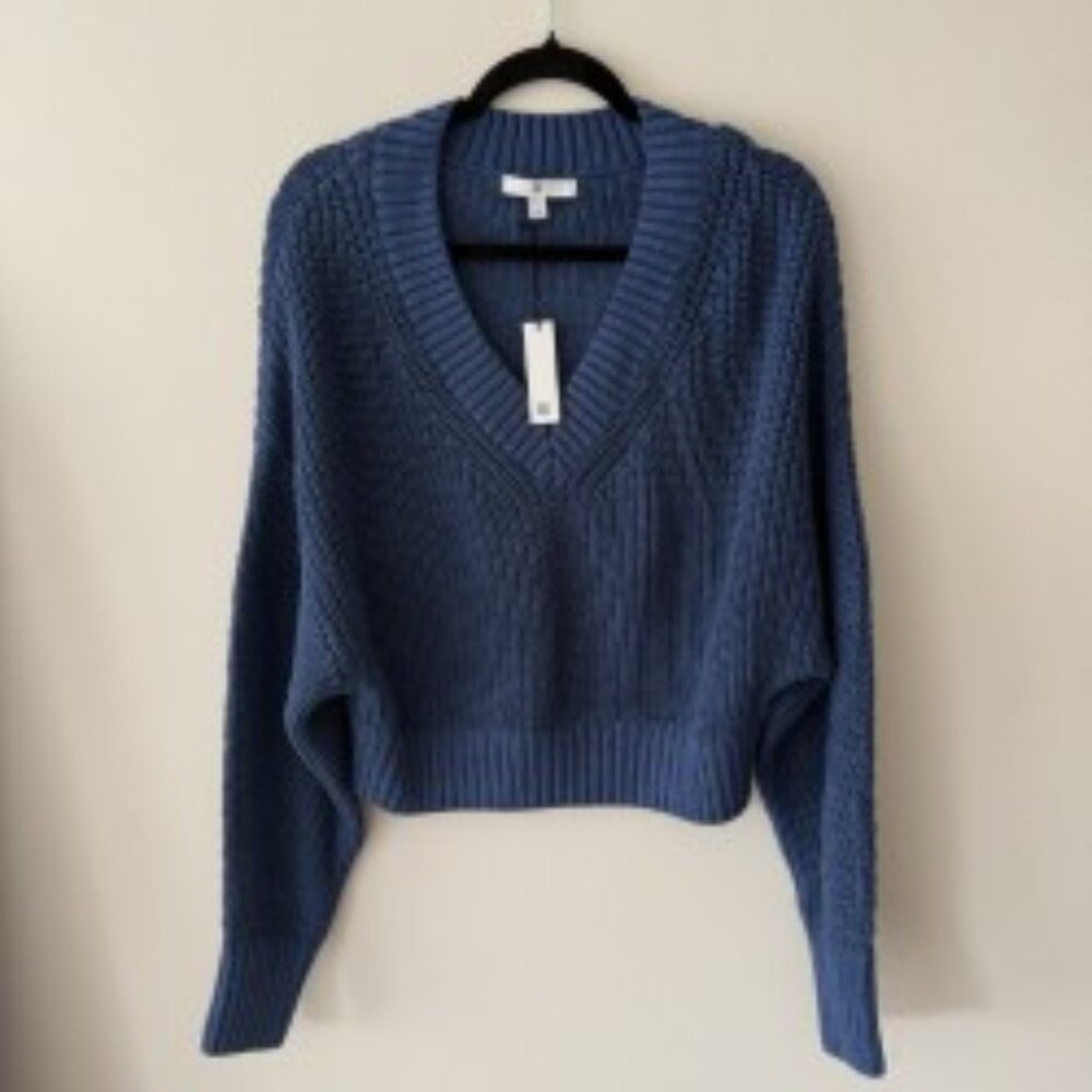 Banana Republic Oversized Cropped V Neck Cotton Sweater
